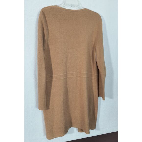Talbots Longline Knit Cardigan Wmn's Size MP Tan Long Sleeve Pockets Open Front - Picture 12 of 13